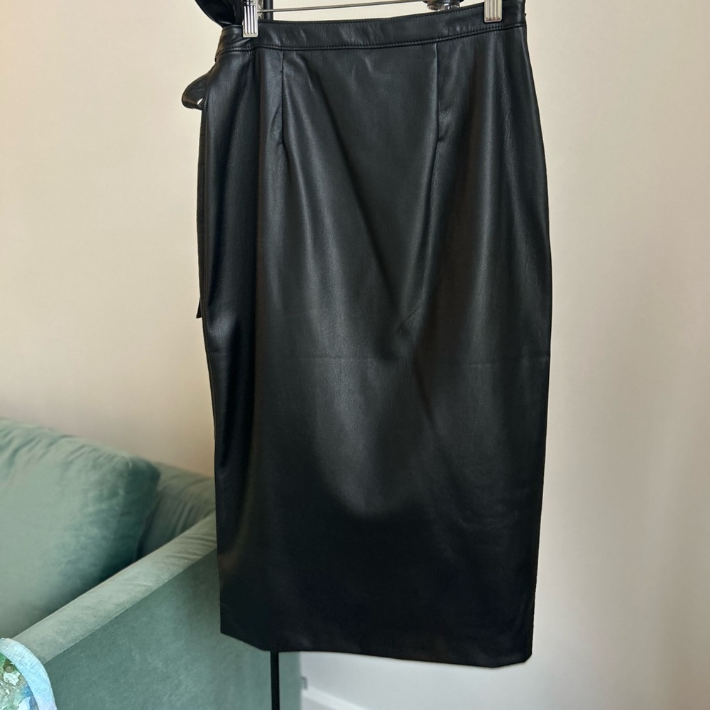 Babaton Black Pencil Skirt with Tie Detail - Picture 2 of 3